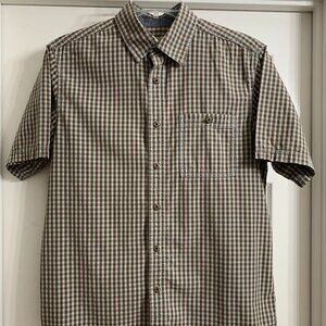 Outdoor Life Men's Light Blue and Brown Checked Shirt, Size M